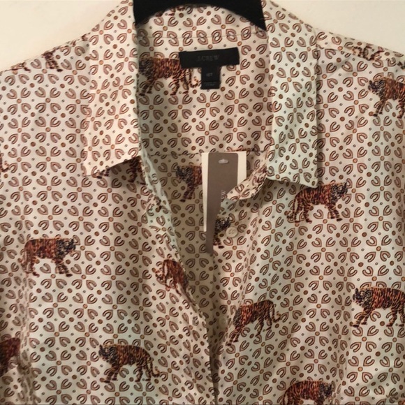 NWT J. Crew silk tiger print shirt | Size 16 - Picture 4 of 7